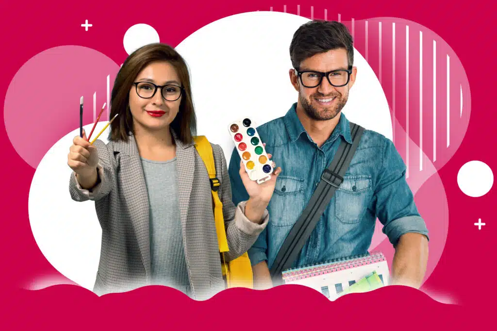 concepto del docente estudia diseño gráfico y desarrolla tu creatividad
