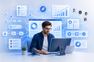 hombre de negocios realizando escalado de marca personal