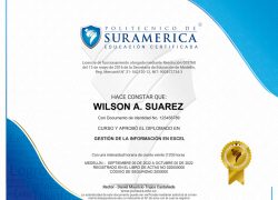 Certifícate de Cursos y diplomados de Excel